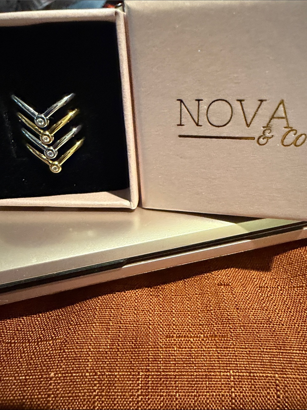 Stackable Chevron Midi Rings in Silver & Gold adjustable - Picture 2 of 2